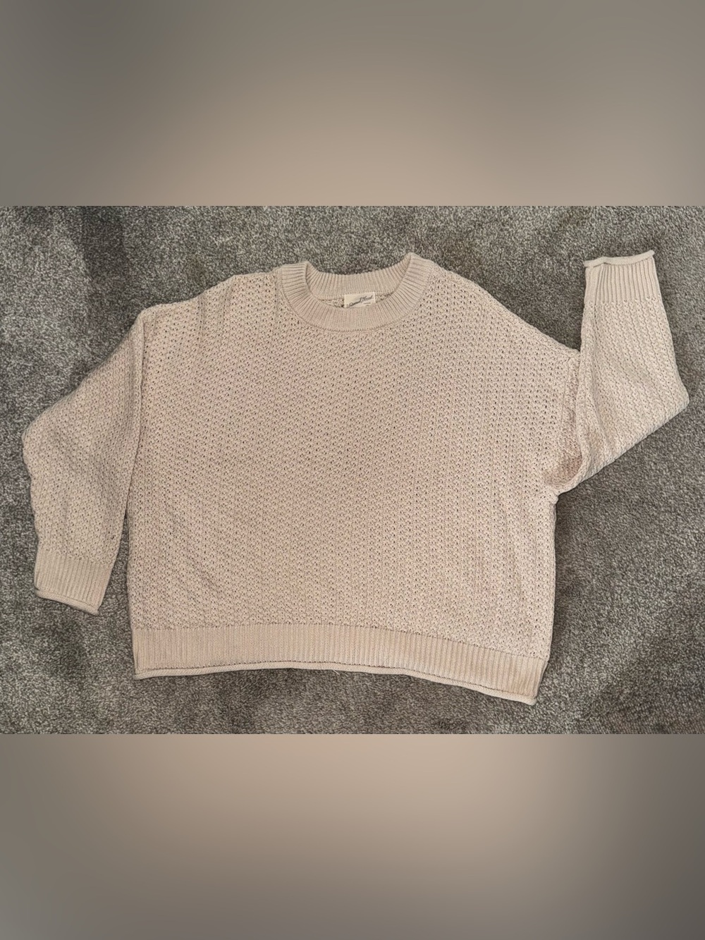 Universal Thread Cream Open-Knit Crewneck Sweater